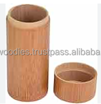 Professional Design Vintage Eco-Friendly Indian Bamboo Beige Spice Storage <b>Box</b> Lid Cylindrical <b>Stackable</b> Shaker - Product Image 6