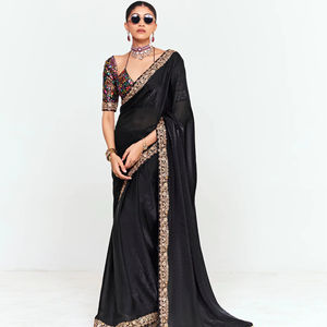 Elegante Saree de Seda Suave para Fiestas y Bodas, con Blusa de Diseño Exclusivo, el Más Vendido para Mujer - Product Image 1