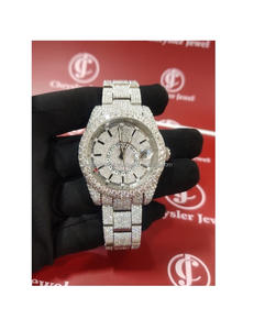 Mejor precio calidad hecho a mano DEF VVS Moissanite Diamond Iced Hip Hop reloj de mujer de acero inoxidable movimiento automático mecánico - Product Image 1