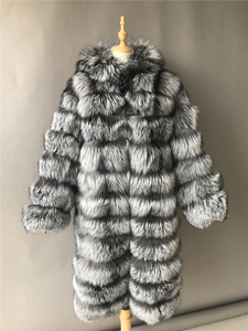 Wholesale High Quality <b>Men's</b> Winter Genuine Silver Fox Fur Trench Coat <b>Long</b> Hooded Thick Breathable Eco-Friendly - Product Image 6