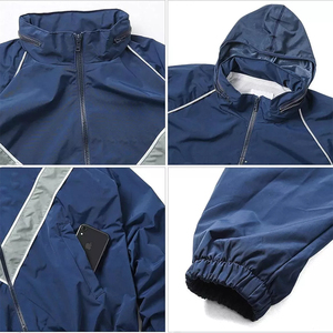Veste coupe-vent à capuche pour homme de qualité supérieure, taille oversize, manches longues, fermeture éclair, col montant avec poche, logo sur le devant - Product Image 5