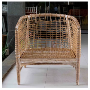 Silla de Comedor de Mimbre y Madera de Teca para Exteriores, Estilo Minimalista, Ideal para Villas y Parques, de Sevilla, Muebles Ecológicos y Duraderos, en Oferta - Product Image 1