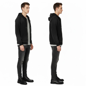 Chaqueta Casual de Moda Unisex con Cremallera y Diseño Tachonado, Novedad 2026, de Algodón 100% Lavado y Forro Polar - Product Image 6