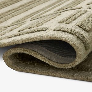 Tapis en laine à rayures modernes, tufté à la main, vert neutre, tapis d'appoint minimaliste pour salon et chambre, taille personnalisée, tapis de luxe pour la décoration du sol - Product Image 3