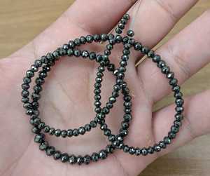 Perles Rondelles Facettées Diamant Noir 4mm 15 Pouces Naturelles Authentiques en Vrac Vente en Gros Fournisseur d'Usine - Product Image 3