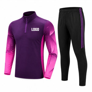 Conjunto de Chándal de Fútbol Unisex de Alta Calidad para Entrenamiento, con Logotipo Personalizado, Chaqueta y Pantalón de Fútbol Transpirables de Color Liso con Media Cremallera, Venta al por Mayor OEM - Product Image 2