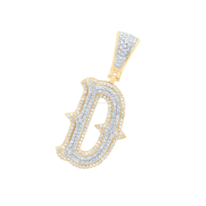 Colgante de Oro Amarillo de 10K con Diamante Genuino de Corte Redondo, Inicial D, 1.5 Pulgadas, 0.62 CT, Joyería Personalizada para Hombre - Product Image 3