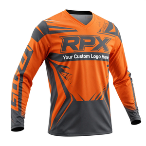 เสื้อเจอร์ซีย์มอเตอร์ครอส RPX แบบสั่งพิมพ์ลายแบบ Sublimation แขนยาว สีส้มดำ แห้งเร็ว สำหรับผู้ชาย เสื้อแข่งออฟโรด เสื้อเจอร์ซีย์มอเตอร์ครอส - Product Image 3