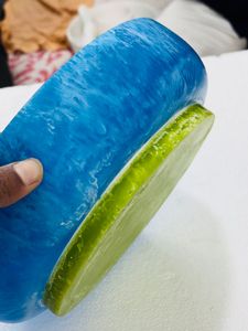 Handmade <b>Blue</b> Green Bottom Resin Classic Polished Swirl Veined Serving <b>Bowl</b> for Home Party Decoration Kitchenware Salad - Product Image 3