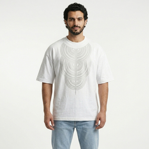 Short Sleeve O-Neck Street Style Casual Jersey Cotton Front Logo Men's Regular Fit T-Shirt Geometric Rhinestone Digital <b>Printing</b> - Product Image 4