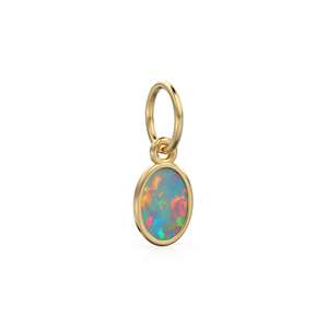 Colgante de Oro Sólido con Cabujón Ovalado de Ópalo Etíope / Gema de Fuego Arcoíris Hecha a Mano / Joyería de Oro Amarillo Sólido de 14k - Product Image 5
