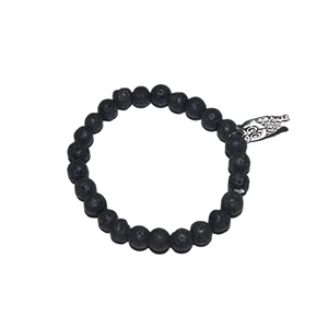 Bracelet en pierre de lave noire avec breloque hibou, accessoire de mode en cristal - Product Image 2