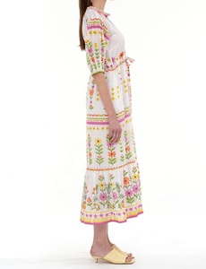 Nuevo Vestido Casual Clásico para Mujer, Talla Grande, Silueta en A, 100% Algodón Chifón, Estampado Floral, con Bolsillos Laterales, Largo hasta la Rodilla - Product Image 2