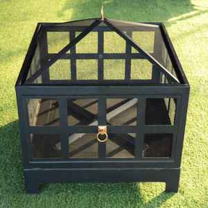 Mesa de Fogata Cuadrada Moderna para Exteriores Skies Trader, de Metal, con Gas Natural, Cubierta de Malla, Ecológica, para Jardín, Patio, Terraza - Product Image 1