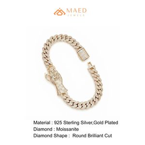 จี้พระนักบุญชุบทองประดับมอสซาไนต์ สร้อยข้อมือแบบ Cuban Link สุดหรูสำหรับผู้ชาย สไตล์ฮิปฮอป เครื่องประดับแฟชั่น Pulsera ระดับพรีเมียม - Product Image 6