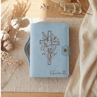 Housse de Bible en cuir véritable personnalisée, étui de Bible gravé, étui de Bible en cuir personnalisé avec monogramme, protège-livre