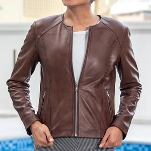 Fashionable Women Genuine <b>Sheepskin</b> Leather <b>Jacket</b> High Quality Collar Less Soft Thin Fashion Woman Leather <b>Jacket</b> - Product Image 2