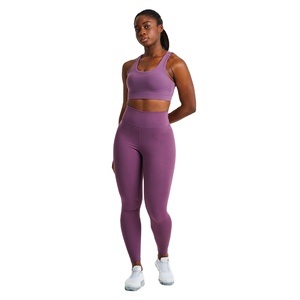 High Quality <b>Plus</b> <b>Size</b> Front Logo Gym Fitness Wear Cross Workout <b>Set</b> Nylon Cotton Women Fitted <b>2</b> <b>Piece</b> Leggings & Bra <b>Set</b> - Product Image 1