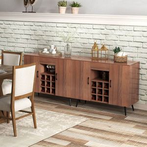 Mid-century Modern 9-Bottle Wine Rack <b>Server</b> Cabinet Sideboard <b>Buffet</b> with Stylish Design - Product Image 6