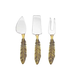 Golden Cheese Knife Set With Ring Handle Durable <b>Metal</b> Cheese <b>Tools</b> - Product Image 2