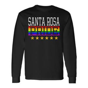 Maglietta a Maniche Lunghe Unisex con Bandiera Arcobaleno Pride di Santa Rosa, Girocollo per Adulti, Promozionale - Product Image 1
