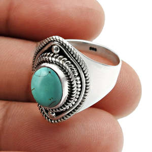 Handmade Classic Wedding Party <b>Ring</b> Made of 925 Sterling Silver Vintage Style Brilliant Oval Cut <b>Turquoise</b> Gemstone Boho <b>Ring</b> - Product Image 3