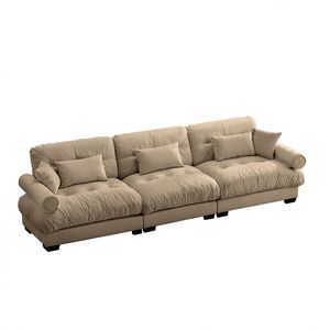 Modern 3-Seat Extra Large Velvet <b>Sofa</b> Oversize Cloud-Like Comfort with Waist Pillows & <b>Support</b> for Living Room - Product Image 6