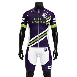 Ensemble de cyclisme violet et vert pour hommes, maillot et short, uniforme de vélo athlétique, vêtements de cyclisme légers et respirants, pour la conduite sur route, taille S - Product Image 1
