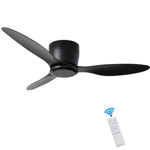 Ventilatore da soffitto a basso profilo da 42 pollici con 3 pale reversibili e 6 velocità, motore DC reversibile da 30W, in plastica, senza luce - Product Image 1