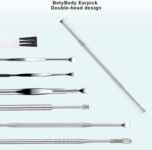 Kit complet de nettoyage des oreilles avec plusieurs curettes et outils en acier inoxydable sûrs pour un nettoyage efficace des oreilles - Product Image 3