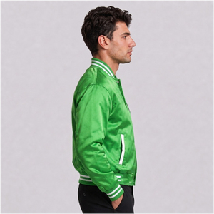 Chaqueta Varsity de Satén Moderna, Personalizada con Transferencia Térmica, Chaqueta Bomber de Béisbol para Ropa Urbana y Marcas de Moda - Product Image 6