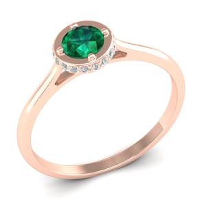 Anillo de Plata de Ley 925 con Esmeralda Natural de Corte Brillante Redondo de 0.5 Quilates, Certificado por GRA, Joyería Fina - Product Image 5