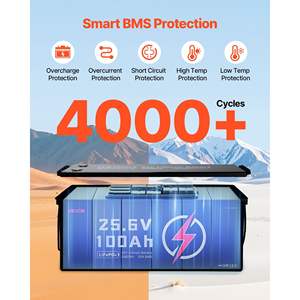 Batería de Litio LiFePO4 de 24V 100Ah de Ciclo Profundo para RV, Campers, Motores de Arrastre, Uso Marino, con BMS de 50A Integrado, Protección contra Bajas Temperaturas, Más de 4000 Ciclos - Product Image 4
