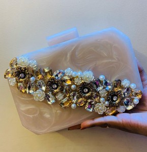 Wholesale <b>Black</b> Marbled Resin Storage <b>Bag</b> <b>Clutch</b> Crystal Bead Evening Handbag Rhinestone Bridal <b>Wedding</b> Party Purse Manufacturer - Product Image 4