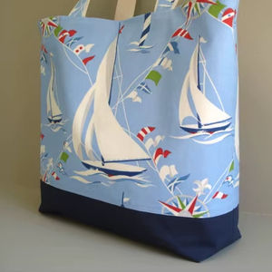 Women's Blue <b>Canvas</b> <b>Tote</b> Bag with Two Open Straps Water Resistant for Shopping & Travel - Product Image 4