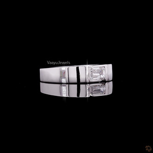 Luxury Men's IGI certi Lab Grown Diamond <b>Ring</b> | Emerald Cut Center Stone 925 <b>Silver</b> 10K,14K,18k <b>Statement</b> <b>Ring</b> - Product Image 5