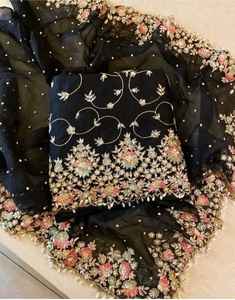 Fantaisie non cousu dames costumes indien pakistanais mode traditionnelle Organza robe tissu Salwar Kameez fête porter des vêtements femmes - Product Image 1