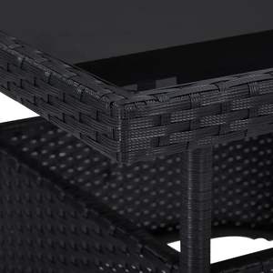 Mesa de Comedor de Ratán PE Negro con Estructura de Acero y Cubierta de Vidrio Templado, Muebles de Patio Elegantes - Product Image 3
