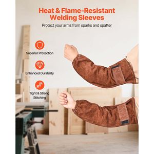 Manicotti in Pelle Bovina Resistente per Saldatura, Protezione Braccia Ignifuga e Termoresistente, Guanti di Sicurezza per Attrezzatura Protettiva - Product Image 2