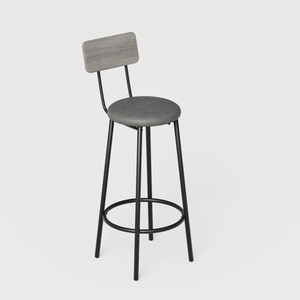 Set di 4 Sgabelli da Bar con Seduta Morbida in PU Grigio e Schienale, 145 cm L x 60 cm P x 90 cm H, Arredamento per Tavoli da Bar - Product Image 5