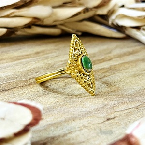 New Arrival Brass <b>Rings</b> Tribal <b>Turquoise</b> <b>Ring</b> Boho Brass Jewelry Women 18k Gold Plated Filigree Marquise For Wholesale/OEM/ODM - Product Image 5