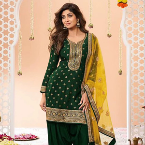 Salwar Kameez Patiala de Viscosa Bordado, Semi-Cosido, para Mujer, Estilo Moderno, Secado Rápido, para Bodas, Fiestas y Diwali - Product Image 1