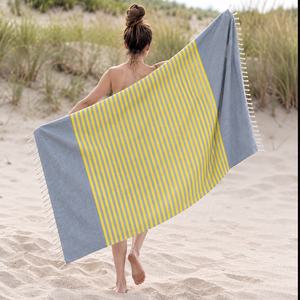 Serviette Fouta Hammam Teinte en Fil 100% Coton Rayures Multiples Serviettes de Plage Turques Écologiques Séchage Rapide - Product Image 1