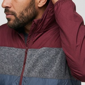 <b>Men</b> Burgundy Color Block <b>Packable</b> Windbreaker <b>Jacket</b> Half Zip Hooded Pullover Lightweight Windproof Outdoor Sports <b>Jacket</b> - Product Image 4