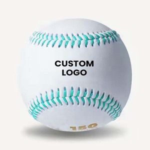 Custom Logo <b>Baseballs</b> White with Teal Stitching Durable Training <b>Balls</b> 1PC Standard Style - Product Image 6