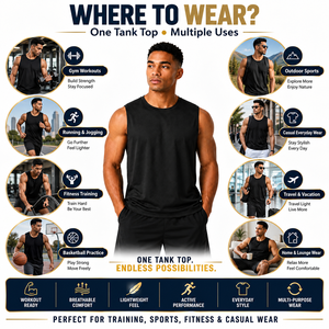 Men's <b>Light</b> Blue Sleeveless Tank Top Crew <b>Neck</b> Solid Color Breathable Knitted 100% Polyester 220g Silk Screen Printed High - Product Image 4