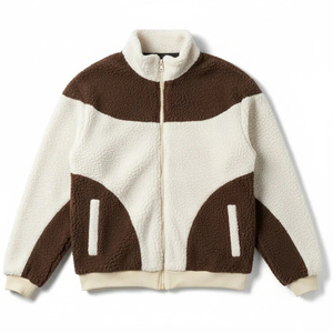 Men's Solid <b>Fleece</b> <b>Jacket</b> Breathable Stand Collar Zipper Closure Casual Winter Wear Cotton <b>Lining</b> Regular Fit Front Logo - Product Image 3