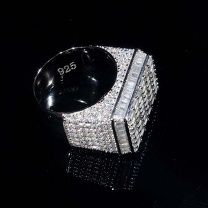 ZAWO Wholesale Moissanite Diamond <b>Ring</b> Rose Gold Plated Iced Baguette Cut <b>925</b> <b>Silver</b> Luxury Hip Hop Unisex <b>Rings</b> - Product Image 4