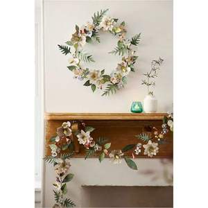 Couronne florale métallique artisanale la plus vendue, style rustique, décoration murale ronde pour intérieur, décoration de Noël en feutre non tissé, décoration maison - Product Image 4