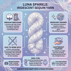 Hilo de Seda de Morera de Lujo con Lentejuelas Brillantes, Hilo Suave para Tejer a Mano y Crochet, Textil de Seda Premium Brillante para Alta Costura - Product Image 6